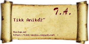 Tikk Anikó névjegykártya